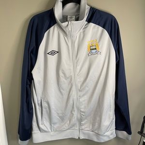 Umbro Manchester City F.C. Soccer Jacket in Grey/Blue 3XL